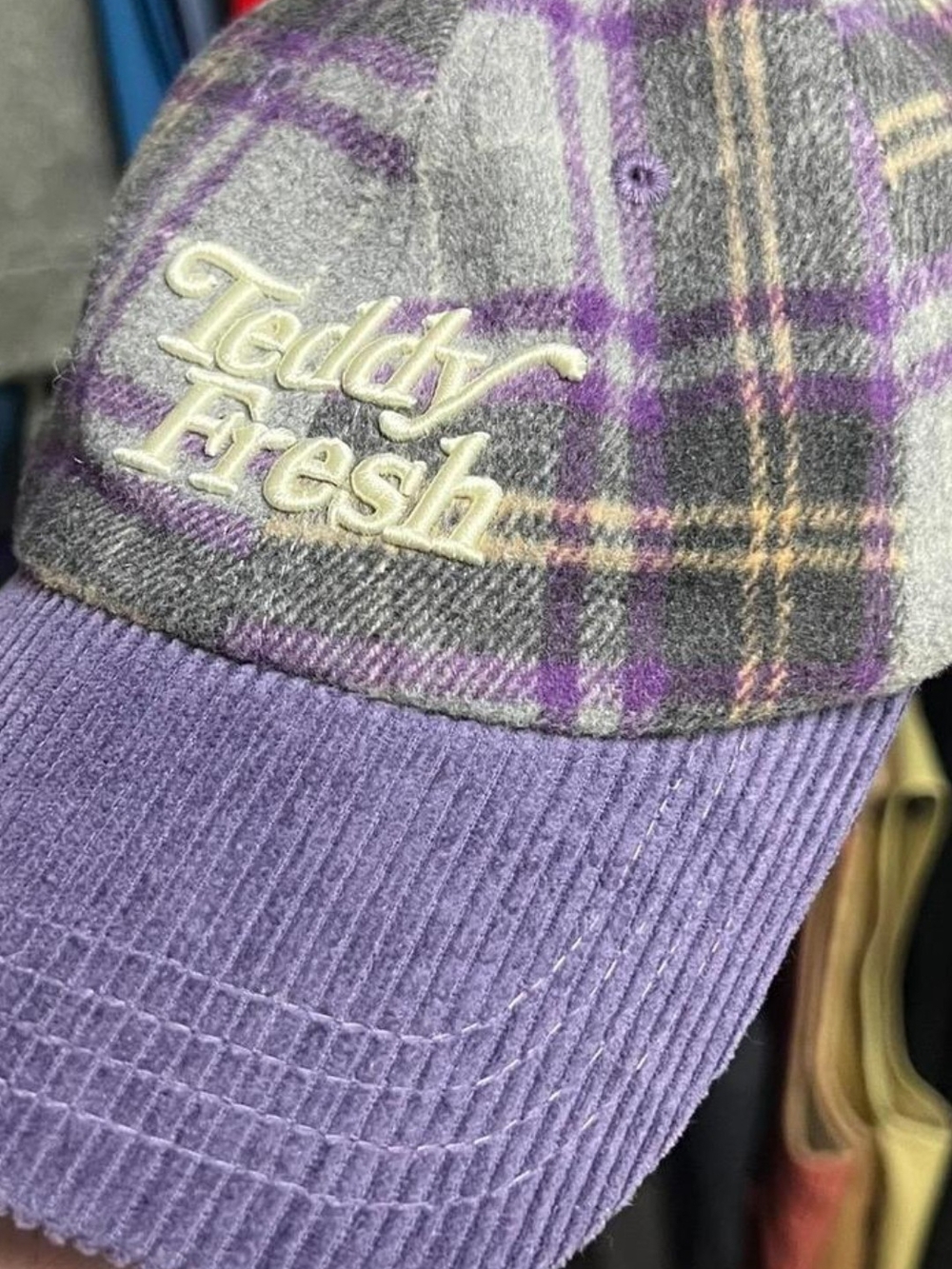 Teddy Fresh Gray and Purple Plaid Strapback Cap